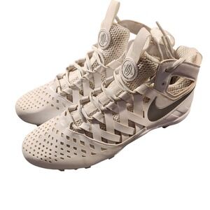 Nike Huarache 6 Lacrosse Shoes Cleats Mens 10.5 White Silver 807142-100